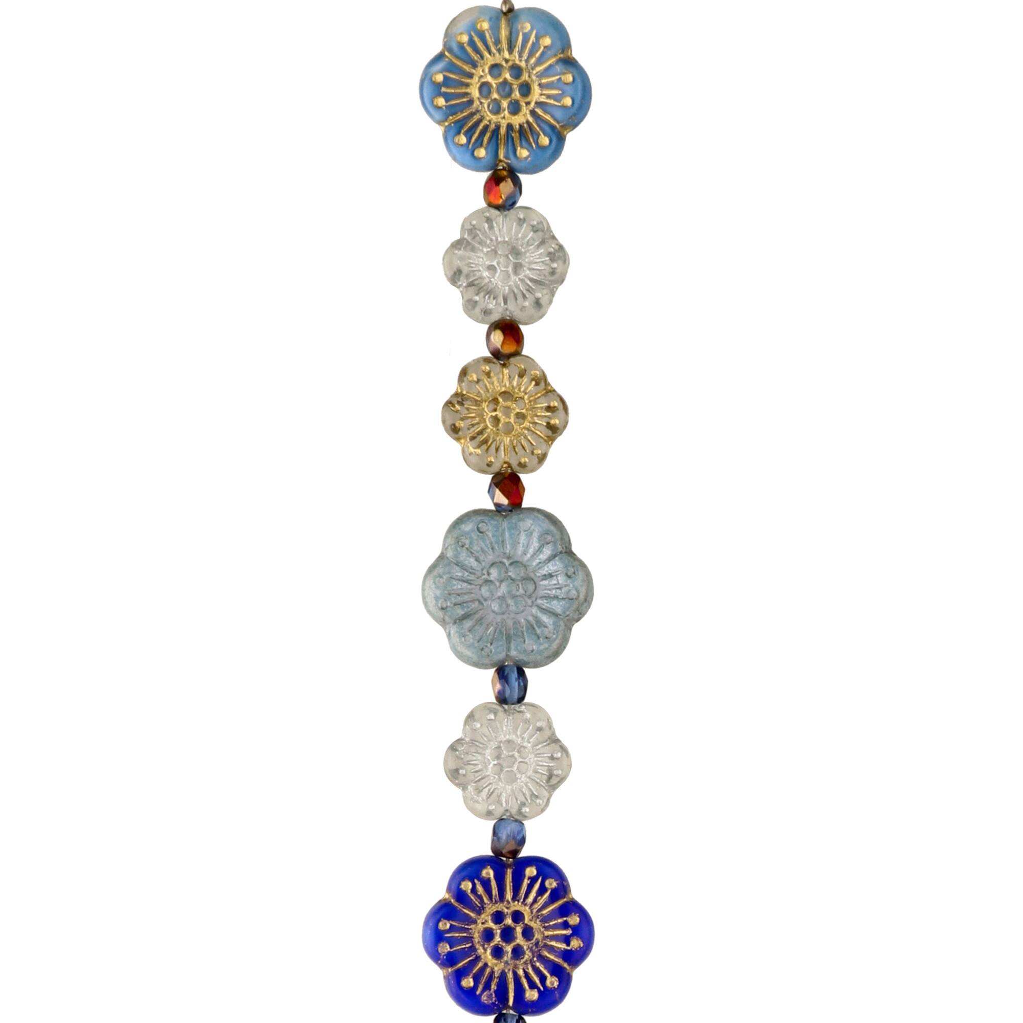 Blue Garden Czech Glass Flower Bead Mix by Bead Landing™